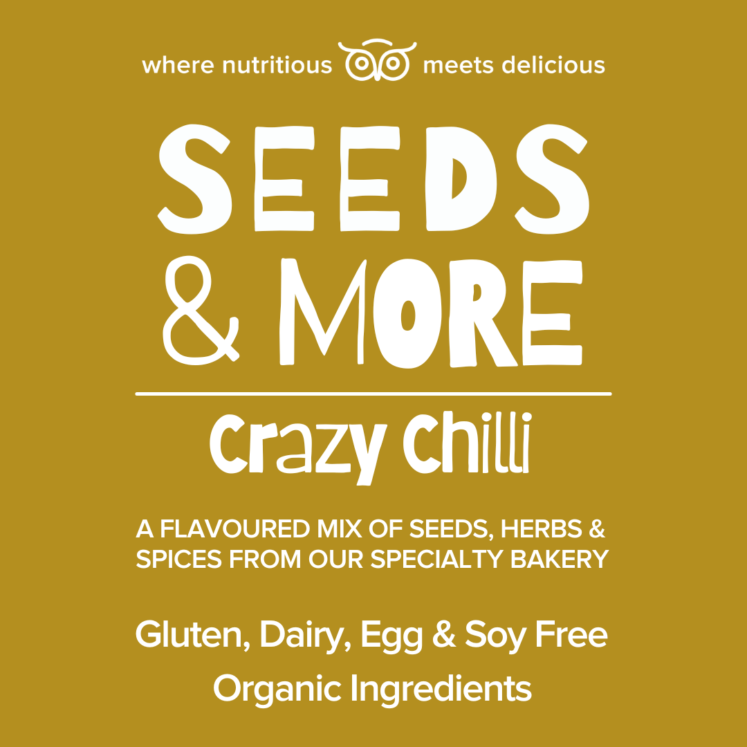 Wisefoods | Seeds & More - Crazy Chilli - 125g Jar with seed mix sprinkled in the foreground