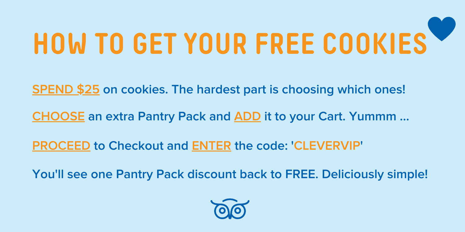 Wisefoods | Instructions on how to get a FREE Clever Cookie Pantry Pack worth $12.50 when you spend $25+