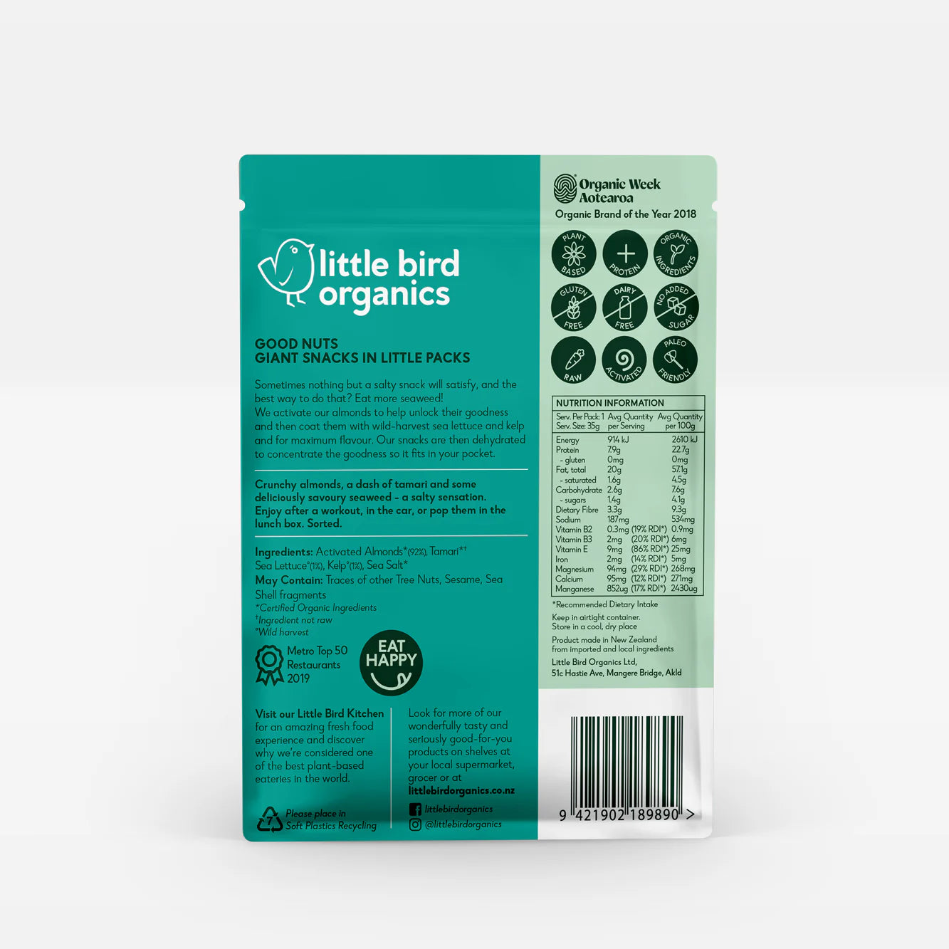 Little Bird Activated Nuts - Salty Seaweed Almonds