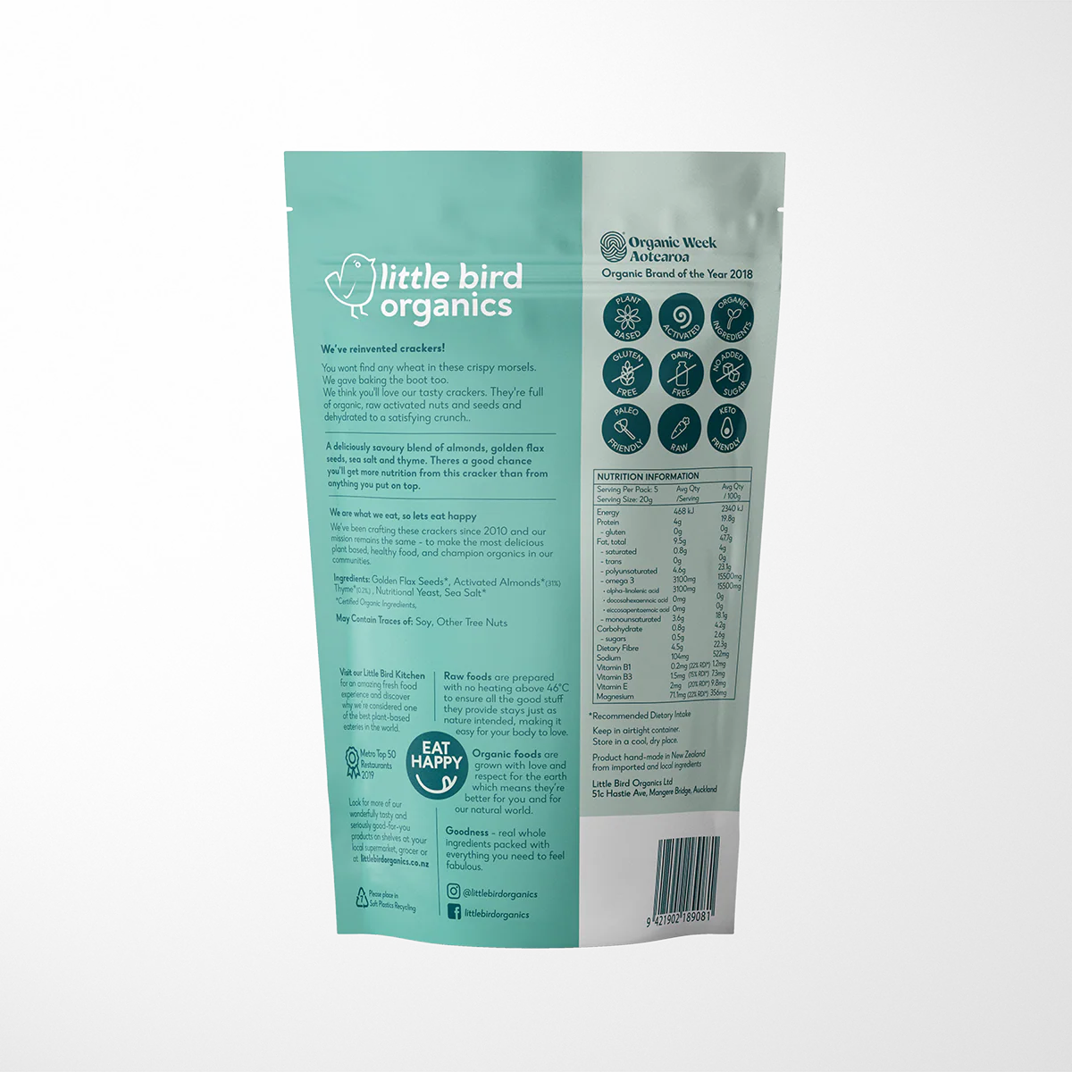 Little Bird Almond Crackers - Sea Salt & Thyme