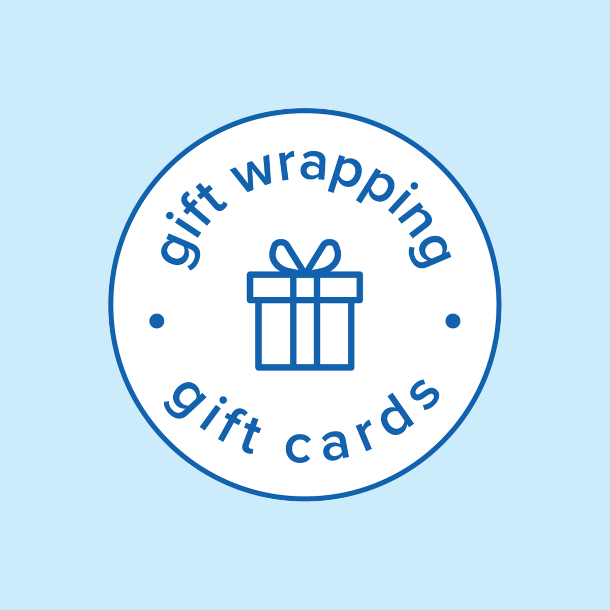 Wisefoods | Gift wrapping and gift cards circular icon on a pale blue background